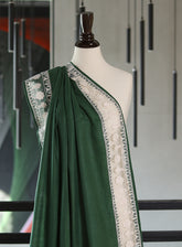 Royal Fashion Embroidered Woolen Shawls - RF24SH A6A22-B12 Green & White